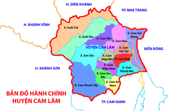 bản đồ hành chính huyện Cam Lâm